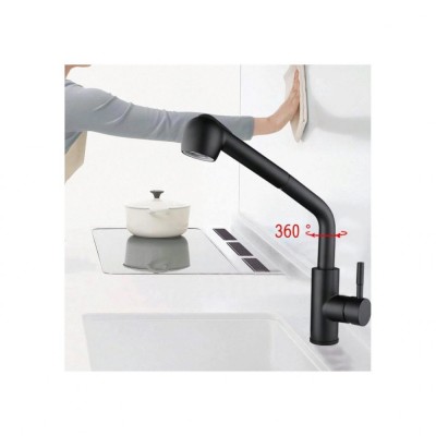 Baterie bucatarie cu dus extratabil inox SUS304 negru HS004 foto