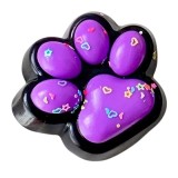 Jucarie Antistres Squishy, Cyrax, cu Revenire Lenta, Squeeze Pinch Family, Model Labuta de Pisica, 6.8x6.2 cm, 55g, Ambalaj Transparent, Mov