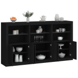 vidaXL Servantă cu lumini LED, negru, 181,5x37x100 cm
