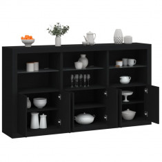 vidaXL Servantă cu lumini LED, negru, 181,5x37x100 cm