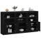 Servantă cu lumini LED, negru, 181,5x37x100 cm