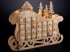 Calendar Advent lemn model Sanie cu led cm 40 x 7 x 33 H foto