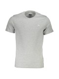 Tricou barbati cu maneca scurta, cu mini logo, Slim fit, Gri, XL