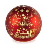 Sfera decorativa Craciun sticla rosie aurie cu led YM &Oslash; 10 cm x 9 H