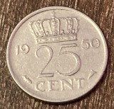 C50 - Moneda foarte veche - Olanda - 25 centi - 1950, Europa