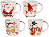 Set 4 cani Craciun portelan multicolor &Oslash; 8,5 cm x 9 H, 300 ml
