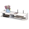 Suport pentru router si accesorii, dimensiuni 50 x 20 cm, cu 2 compartimente, montare pe perete, din PVC, finisaj mat, alb