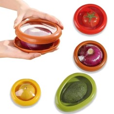 Set 4 cutii alimentare din silicon pentru alimente, reutilizabile, fara BPA, capac transparent, multicolor