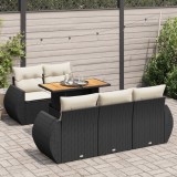 Cumpara ieftin Gossi set mobilier de gradina cu perne, 6 piese, negru, poliratan