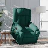 VidaXL Fotoliu electric masaj rabatabil / ridicare verde &icirc;nchis textil