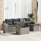 Cumpara ieftin Gossi set mobilier gradina cu perne, 6 piese, gri, poliratan