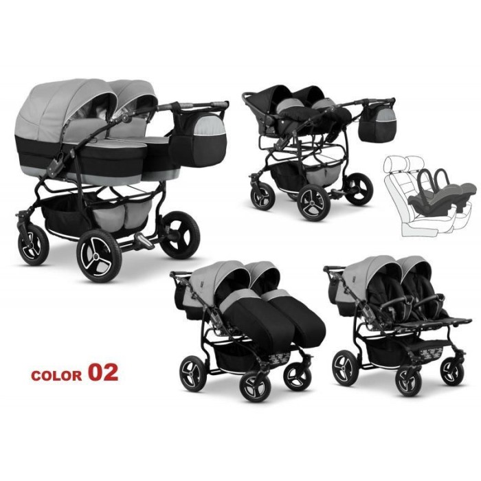 Carucior gemeni 3 in 1 Mikado Twin T-02 Carucior gemeni 3 in 1 Mikado Twin T-02