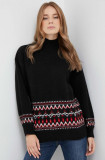 Cumpara ieftin Silvian Heach pulover din amestec de lana femei, culoarea negru, cu turtleneck