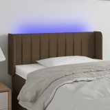vidaXL Tăblie de pat cu LED, maro &icirc;nchis, 93x16x78/88 cm, textil