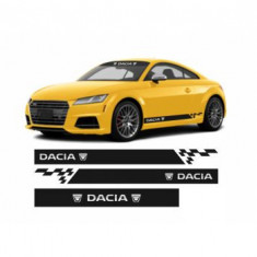 Set 5 stickere Dacia aplicare pe capota – luneta – laterale Modern Tuning