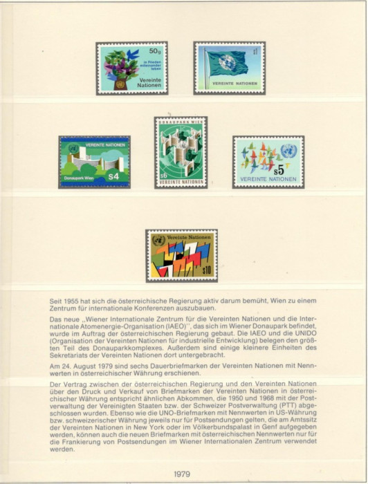 O.N.U. Viena 1979/1999 Colectie cronologica timbre nestampilate 1 album