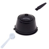 Capsula cafea, reutilizabila, reincarcabila, compatibil Dolce Gusto, negru, cu periuta si lingurita