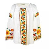 Cumpara ieftin Bluza Alba cu Motiv Floral Galben - BMG94