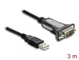 Cablu USB-A la Serial RS-232 D-Sub 9 pini 3m, Delock 66922
