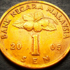 Moneda exotica 1 SEN - MALAEZIA, anul 2005 * cod 4373 = A.UNC