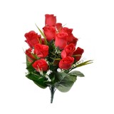 Buchet decorativ artificial, Trandafiri, 40 cm, Rosu, ATU-083110, Oem