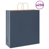 vidaXL Pungi de h&acirc;rtie 250 buc cu m&acirc;nere Albastre 45x17x48 cm