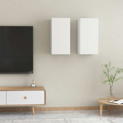vidaXL Comode TV, 2 buc., alb, 30,5x30x60 cm, PAL foto