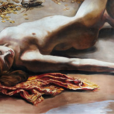 Tablou Nud femeie, Pictura peisaj marin, Pictura ulei inramata Galerie arta