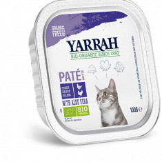 Hrana umeda bio pentru pisici, pate cu carne de pui si curcan cu aloe vera, 100g Yarrah