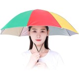 Umbrela de Cap, Diametru 69 cm, Snur Reglabil de Cap, Protectie UV/Ploaie, Curcubeu