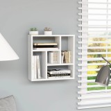 Gossi raft de perete, alb, 45,1 x 16 x 45,1 cm, lemn prelucrat