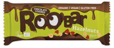 Baton cu alune de padure invelit in ciocolata bio 30g Roobar foto