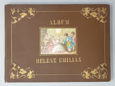ALBUM HELENE EMILIAN , COLECTIE DE CROMOLITOGRAFII ( ABTIBILDURI ) , PRINTRE CARE SI PORTRETUL REGELUI CAROL I , SFARSIT DE SECOL XIX foto