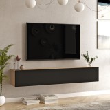 Comoda TV Lapinlahti 29,5x180x31,5cm stejar/negru [en.casa] HausGarden Leisure