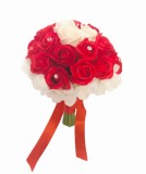 Buchet de Flori Eventissimi - 29 Trandafiri si 6 hortensii, Rosu Alb, Eventissimi&reg;