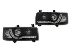 Set faruri tuning VW Transporter (T4) Multivan 07.1990-03.2003 BestAutoVest partea Dreapta+Stanga daytime running light, tip bec H1+H1, negru-transpa
