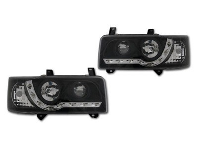 Set faruri tuning VW Transporter (T4) Multivan 07.1990-03.2003 BestAutoVest partea Dreapta+Stanga daytime running light, tip bec H1+H1, negru-transpa