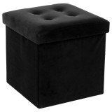 Taburet pliabil Atmosphera Lysandre cu spatiu de depozitare, 38x38x38 cm, negru Household NewTrend