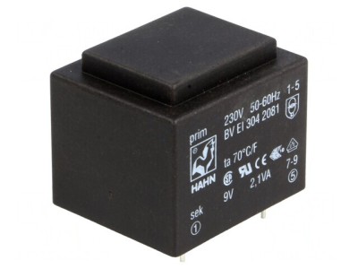 Transformator &amp;Icirc;ncapsulat 2,1VA 230V 9V 210mA PCB BVEI foto