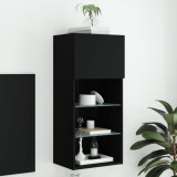 Comodă TV cu lumini LED, negru, 40,5x30x90 cm