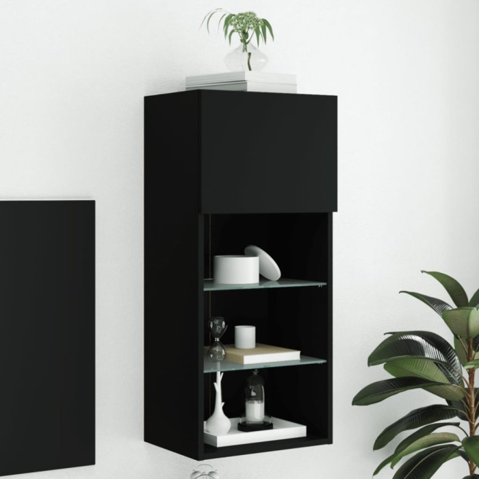 Gossi comoda tv cu lumini led, negru, 40,5x30x90 cm