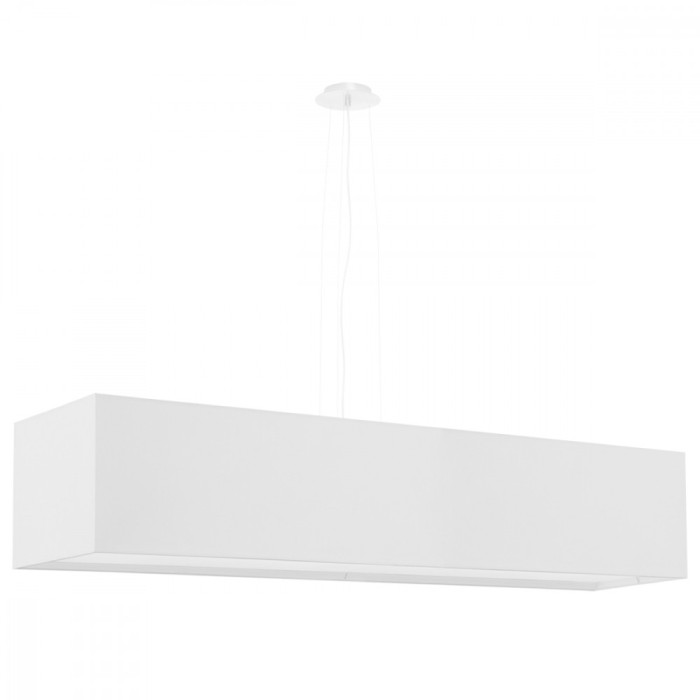 Candelabru Santa Alb, Țesătură/Sticlă/Oțel, 5 Becuri Dreptunghiulare Minimalist De Interior