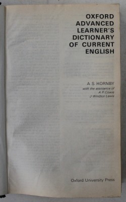 OXFORD ADVANCED LEARNER &amp;#039;S DICTIONARY OF CURRENT ENGLISH by A.S. HORNBY , 1977 foto