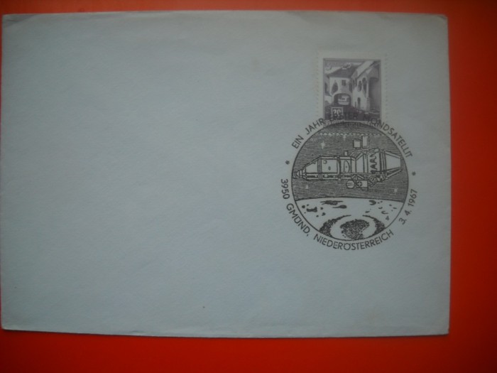 HOPCT PLIC S FDC NR 732 LANSAREA PRIMULUI SATELIT LUNAR 1 AN - 1967 - AUSTRIA-COSMOS/ SPACE / SPATIU -NECIRCULAT