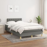 Cumpara ieftin Pat box spring cu saltea, gri &icirc;nchis, 120x200 cm, textil