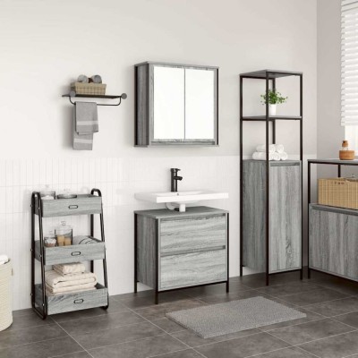 vidaXL Set mobilier de baie, 2 piese, gri sonoma, lemn prelucrat 3328367 foto