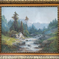Julius Zopf (1838-1897)-Peisaj montan, pictură superbă artist vienez