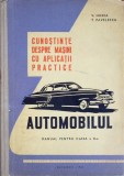 CUNOSTINTE DESPRE MASINI CU APLICATII PRACTICE AUTOMOBILUL, MANUAL PENTRU CLASA A X-A-V. HUSEA, T. PAVELESC-265626