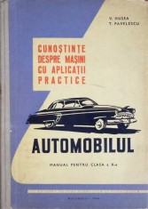 CUNOSTINTE DESPRE MASINI CU APLICATII PRACTICE AUTOMOBILUL, MANUAL PENTRU CLASA A X-A-V. HUSEA, T. PAVELESC-265626