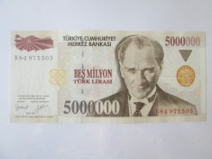 Turcia 5 000 000(5 Milioane) Lirasi 1997 foto